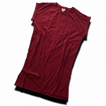 LuLaRoe Chelsea T-Shirt Dress • Ribbed Fabric • Step Hemline • Solid Red