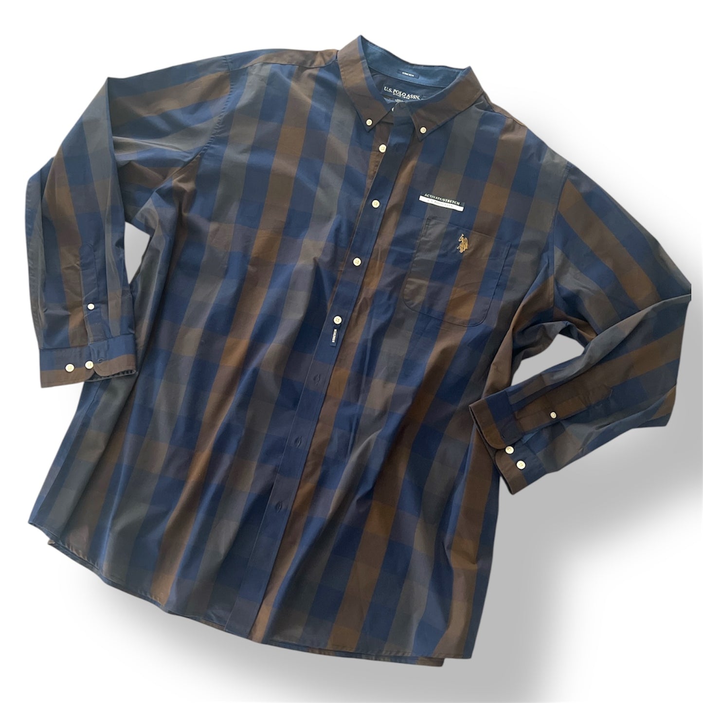 U.S. Polo Assn. Navy and Brown Plaid Shirt