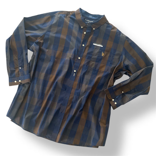 U.S. Polo Assn. Navy and Brown Plaid Shirt