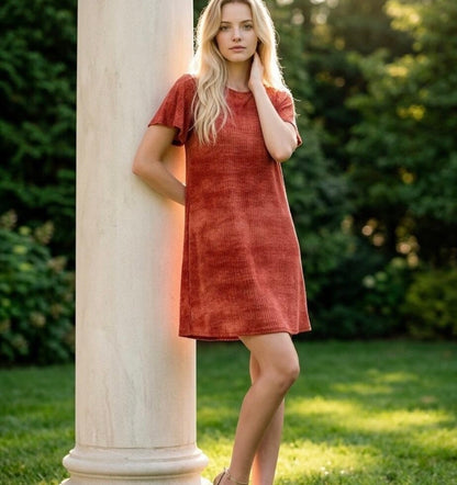 LuLaRoe Roselyn Smocked Flutter Sleeve Dress • Side Seam Pockets
