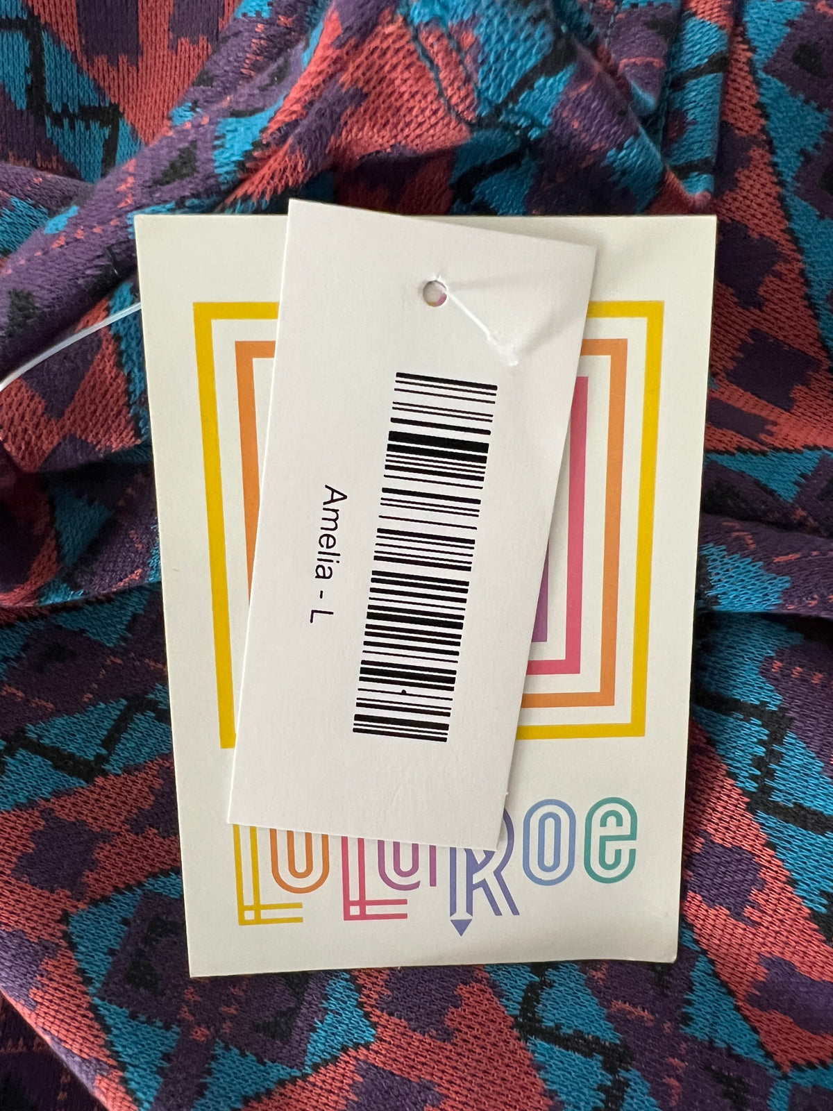 LuLaRoe • Amelia Fit-and-Flare Dress • Rare • Jacquard Fabric • Geometric Diamond Print