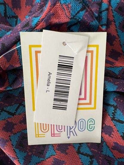 LuLaRoe • Amelia Fit-and-Flare Dress • Rare • Jacquard Fabric • Geometric Diamond Print