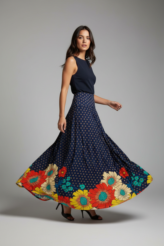 NWOT • LuLaRoe Floral Maxi Skirt • Dipped • Foldable Yoga Waistband • A-line • Vintage • Bohemian