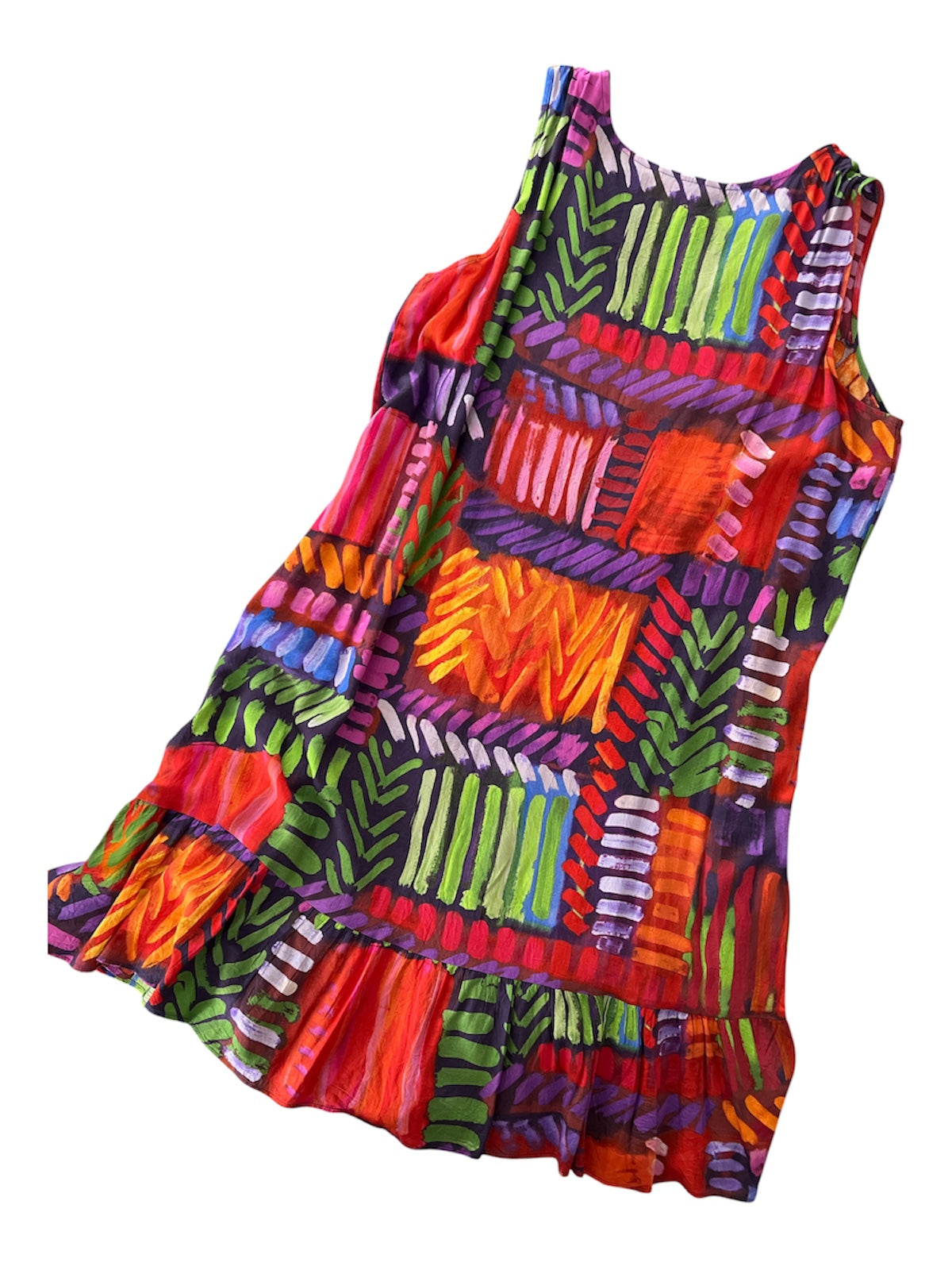 Vintage 90’s Jams World • Crossroad Print • Flounce Hem • V-Neck Tank Dress • Pre-Owned