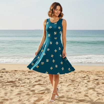 LuLaRoe Nicki • A-Line • Sleeveless • Fit and Flare Dress • Dark Teal Floral