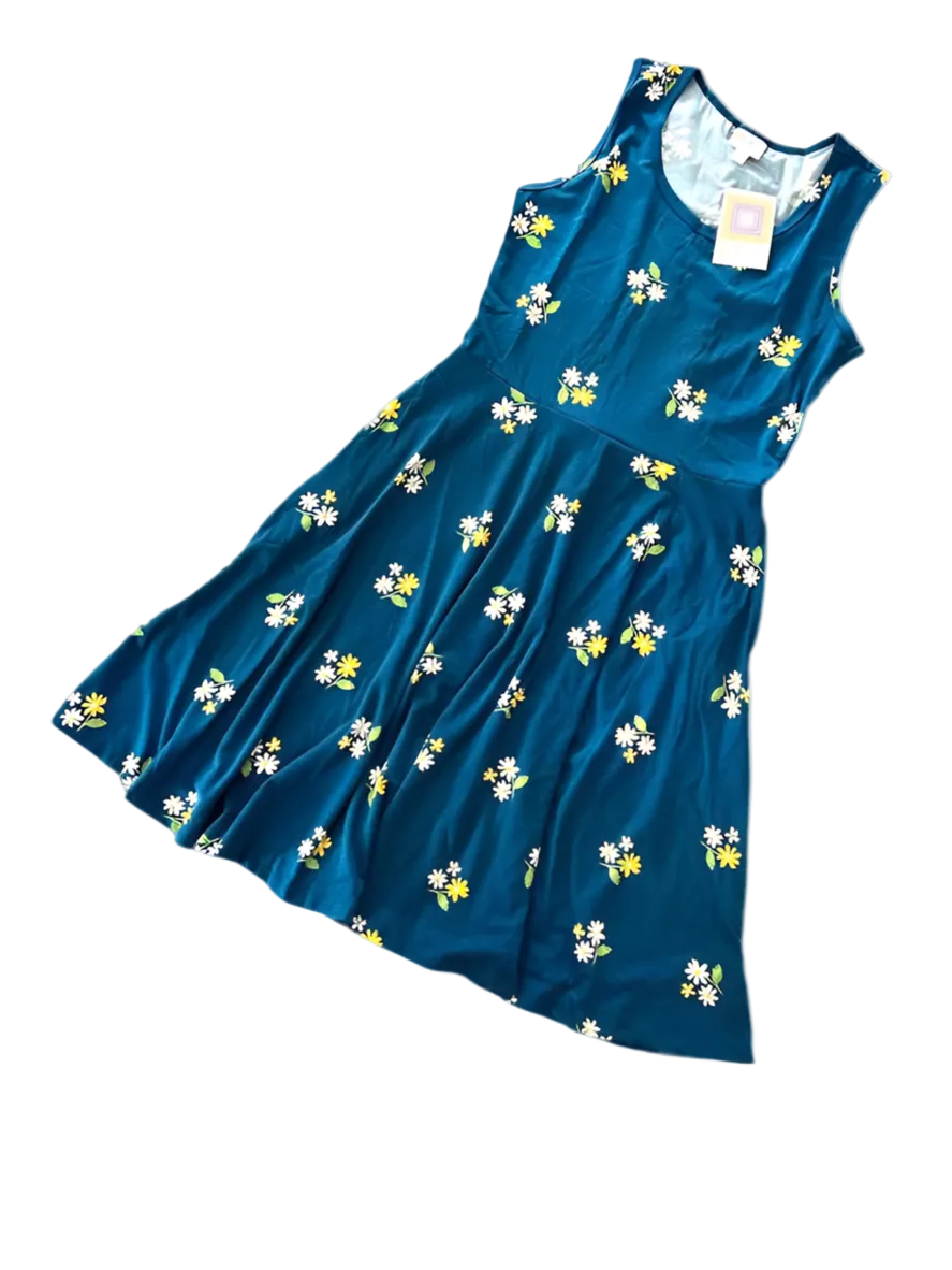 LuLaRoe Nicki • A-Line • Sleeveless • Fit and Flare Dress • Dark Teal Floral