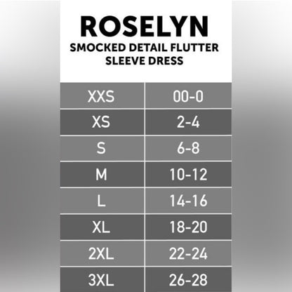 LuLaRoe Roselyn Smocked Flutter Sleeve Dress • Side Seam Pockets