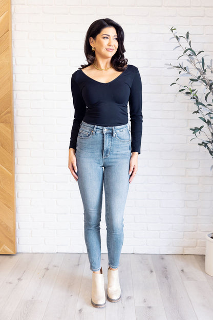 Judy Blue • Justine • High Rise Control Top Contrast Wash Skinny Jeans