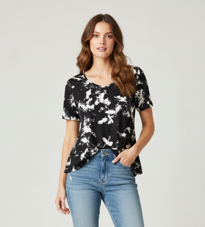 LuLaRoe Perfect T • Swing Shape • Side Slits • Black and White Wash
