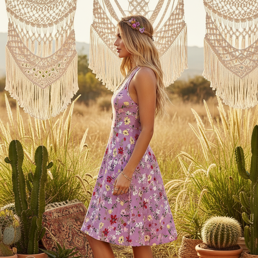 LuLaRoe Nicki • A-Line • Sleeveless • Fit and Flare Dress • Mauve Floral