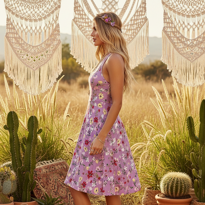 LuLaRoe Nicki • A-Line • Sleeveless • Fit and Flare Dress • Mauve Floral