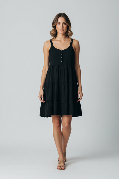 LuLaRoe  Amanda • Tiered Tank Top Dress • Solid Black