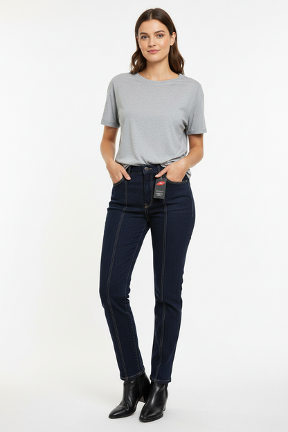 LuLaRoe Straight Leg Seamed Denim • Dark Blue Capri Wash