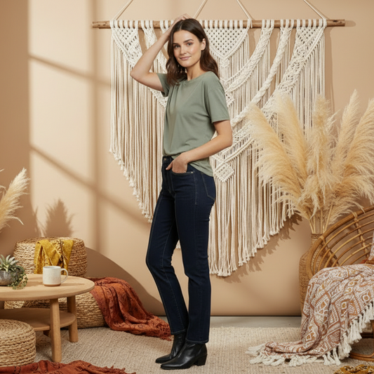 LuLaRoe Straight Leg Seamed Denim • Dark Blue Capri Wash