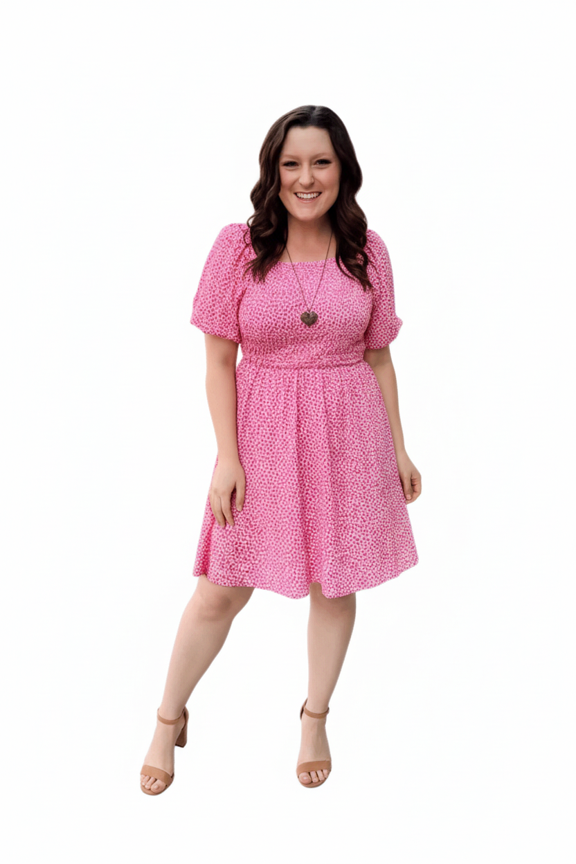 LuLaRoe Alina Babydoll Nap Dress • Smocked Bodice • Bubble Sleeves