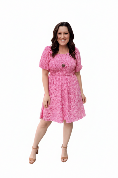 LuLaRoe Alina Babydoll Nap Dress • Smocked Bodice • Bubble Sleeves