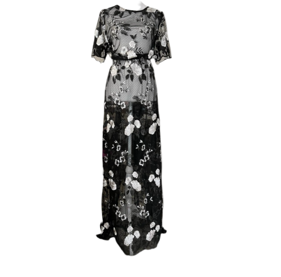 LuLaRoe Deanne ll sheer overlay. Black and white. Floral.