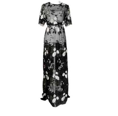 LuLaRoe Deanne ll sheer overlay. Black and white. Floral.