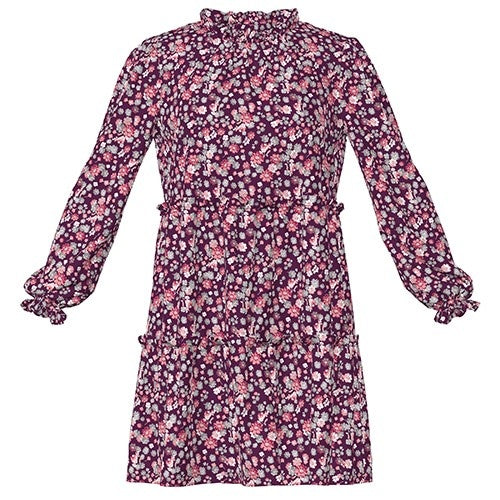 LuLaRoe Annabelle Ruffled Tiered Dress • Maroon Red Floral