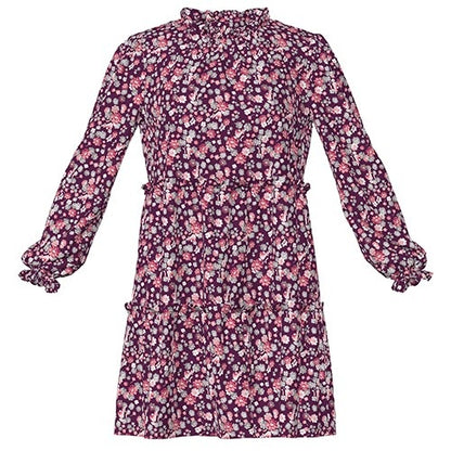 LuLaRoe Annabelle Ruffled Tiered Dress • Maroon Red Floral