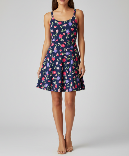LuLaRoe Lynn Romper Dress • Built in Shorts with Pockets • Adjustable Straps • Dark Blue Floral