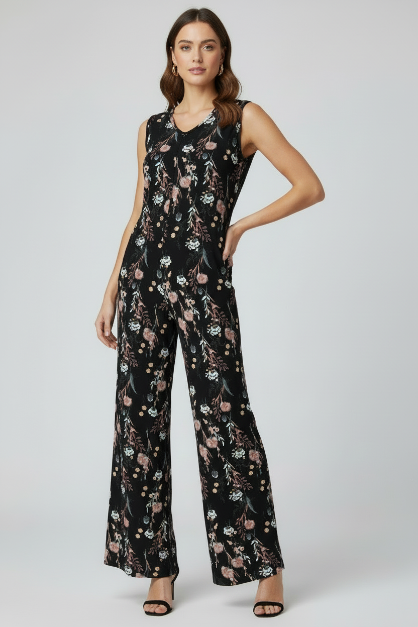 LuLaRoe Natalie • Double V-Neck Wide Leg Jumpsuit with Side Seam Pockets