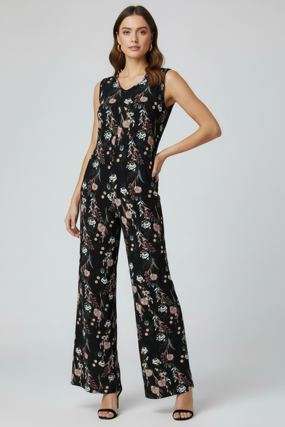 LuLaRoe Natalie • Double V-Neck Wide Leg Jumpsuit with Side Seam Pockets