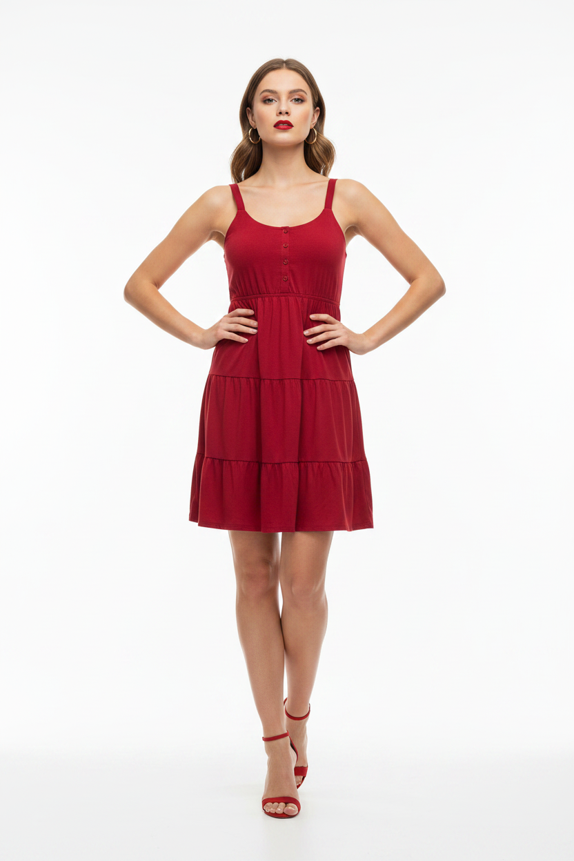 LuLaRoe  Amanda • Tiered Tank Top Dress • Solid Chili Pepper Red