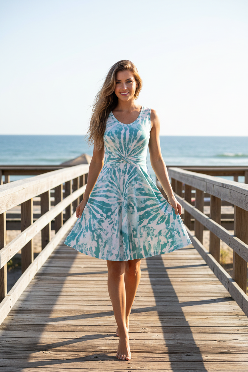 LuLaRoe Nicki • A-Line • Sleeveless • Fit and Flare Dress • Mint Green Tie Dye