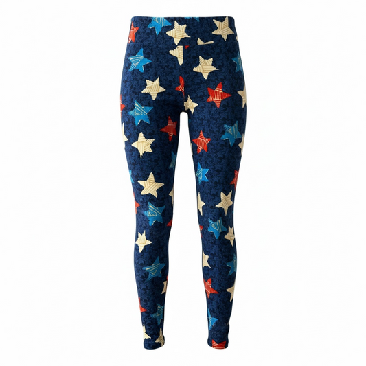 LuLaRoe Buttery Soft Leggings • Red White and Blue Stars
