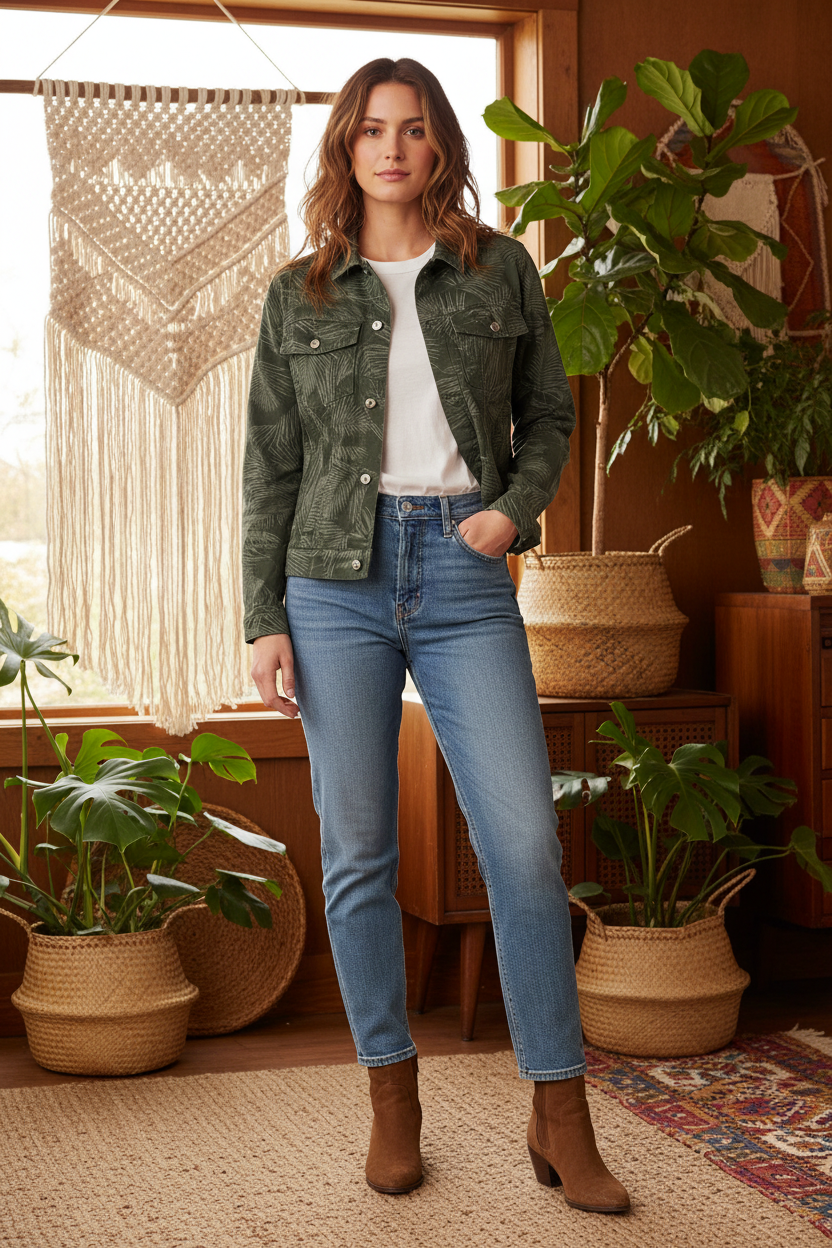 LuLaRoe Kenny Denim Jacket • Green Palm