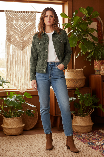 LuLaRoe Kenny Denim Jacket • Green Palm