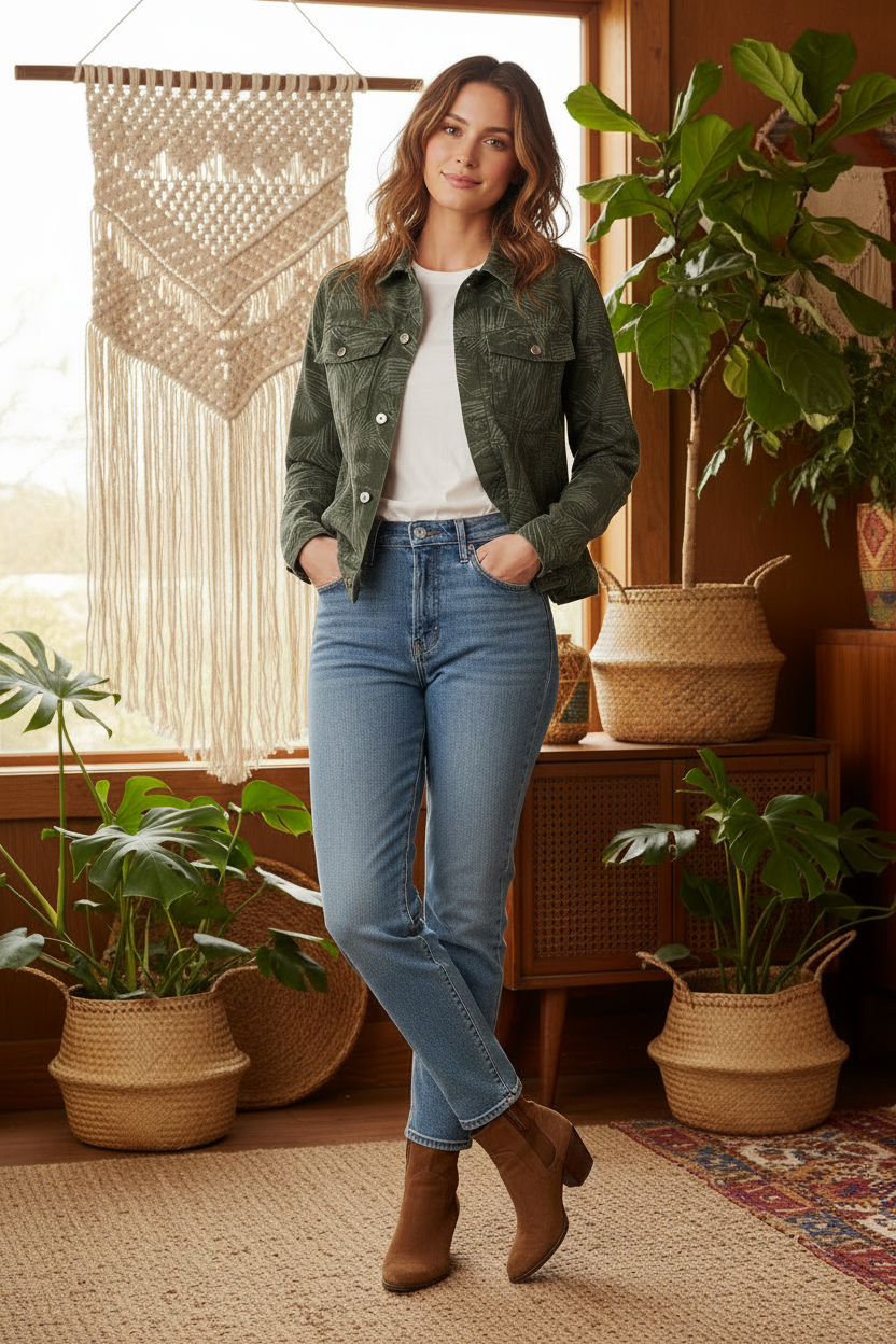 LuLaRoe Kenny Denim Jacket • Green Palm