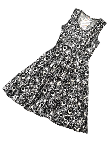 LuLaRoe Nicki • A-Line • Sleeveless • Fit and Flare Dress • Black and White Peacock Feather