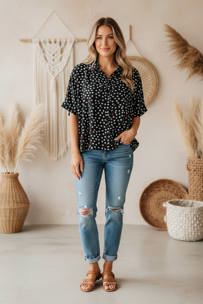 LuLaRoe Amy • Dolman Sleeve Top • Stars