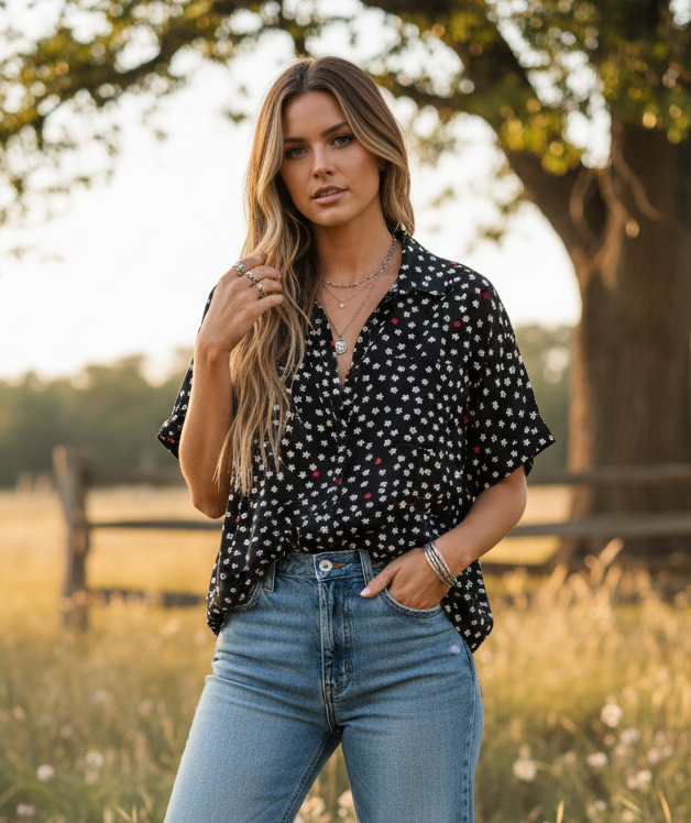 LuLaRoe Amy • Dolman Sleeve Top • Stars