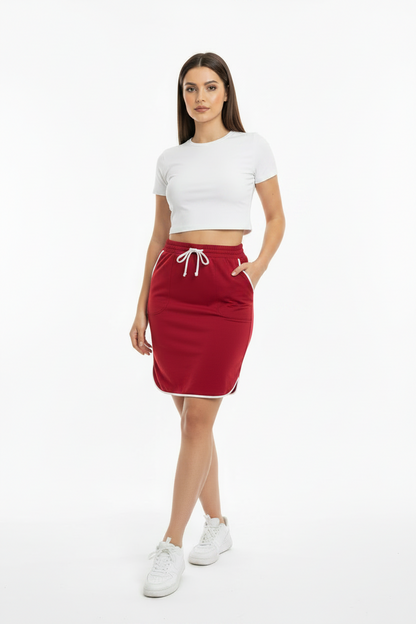 LuLaRoe Lonica • Dolphin Hem Skirt with Pockets • Solid Chili Pepper Red
