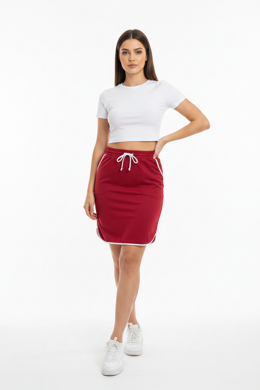 LuLaRoe Lonica • Dolphin Hem Skirt with Pockets • Solid Chili Pepper Red