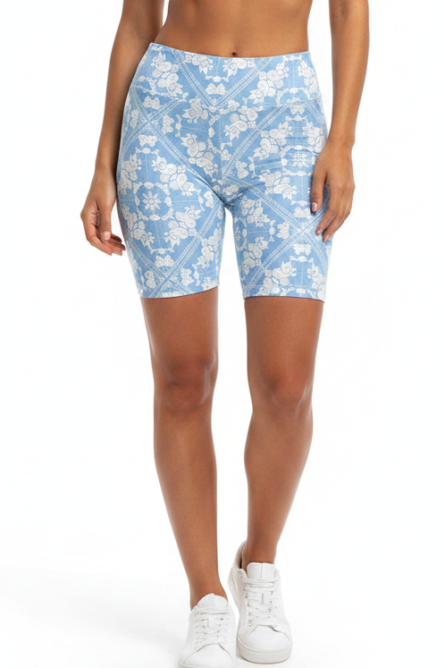 LuLaRoe Biker Shorts • Blue White Bandana Print