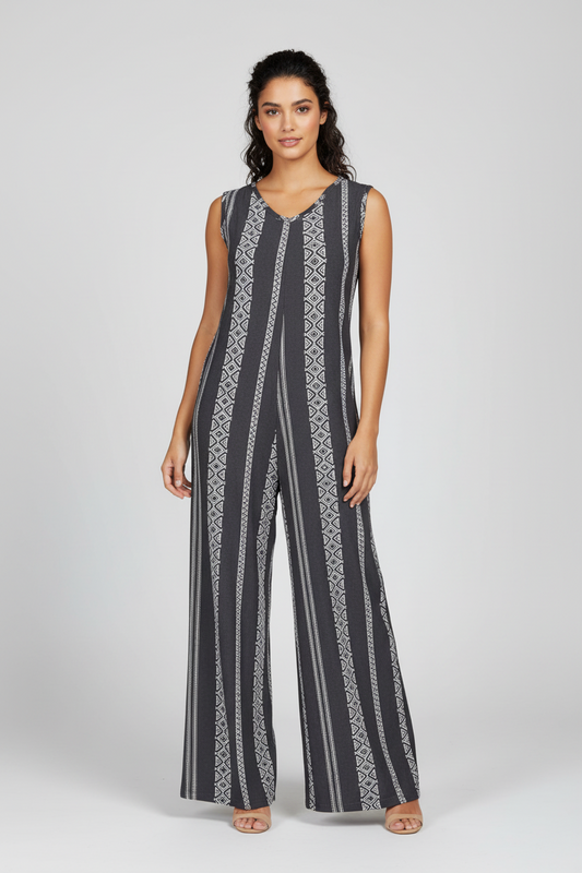 LuLaRoe Natalie • Double V-Neck Wide Leg Jumpsuit with Side Seam Pockets