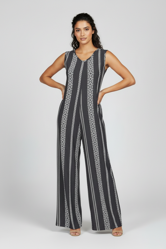 LuLaRoe Natalie • Double V-Neck Wide Leg Jumpsuit with Side Seam Pockets