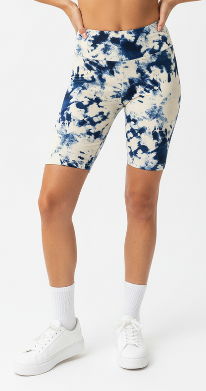 LuLaRoe Biker Shorts • White Blue Tie Dye