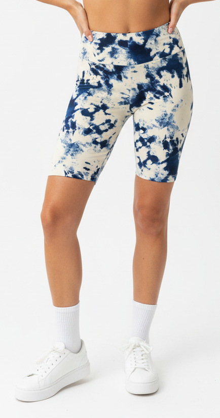 LuLaRoe Biker Shorts • White Blue Tie Dye