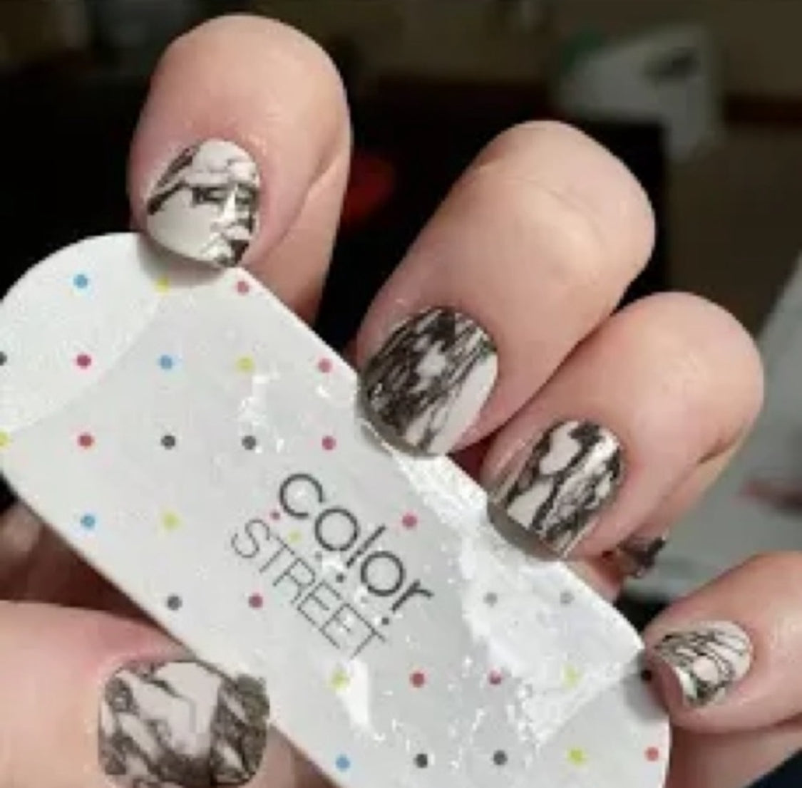 Black and white marble nail strips. Color Street. 