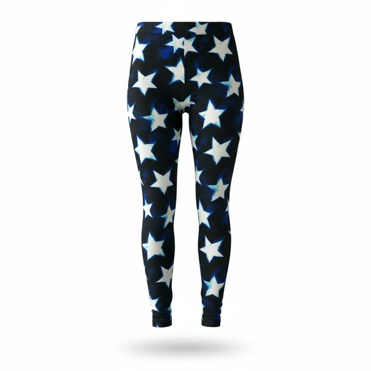 LuLaRoe Buttery Soft Leggings • Black Blue White Stars