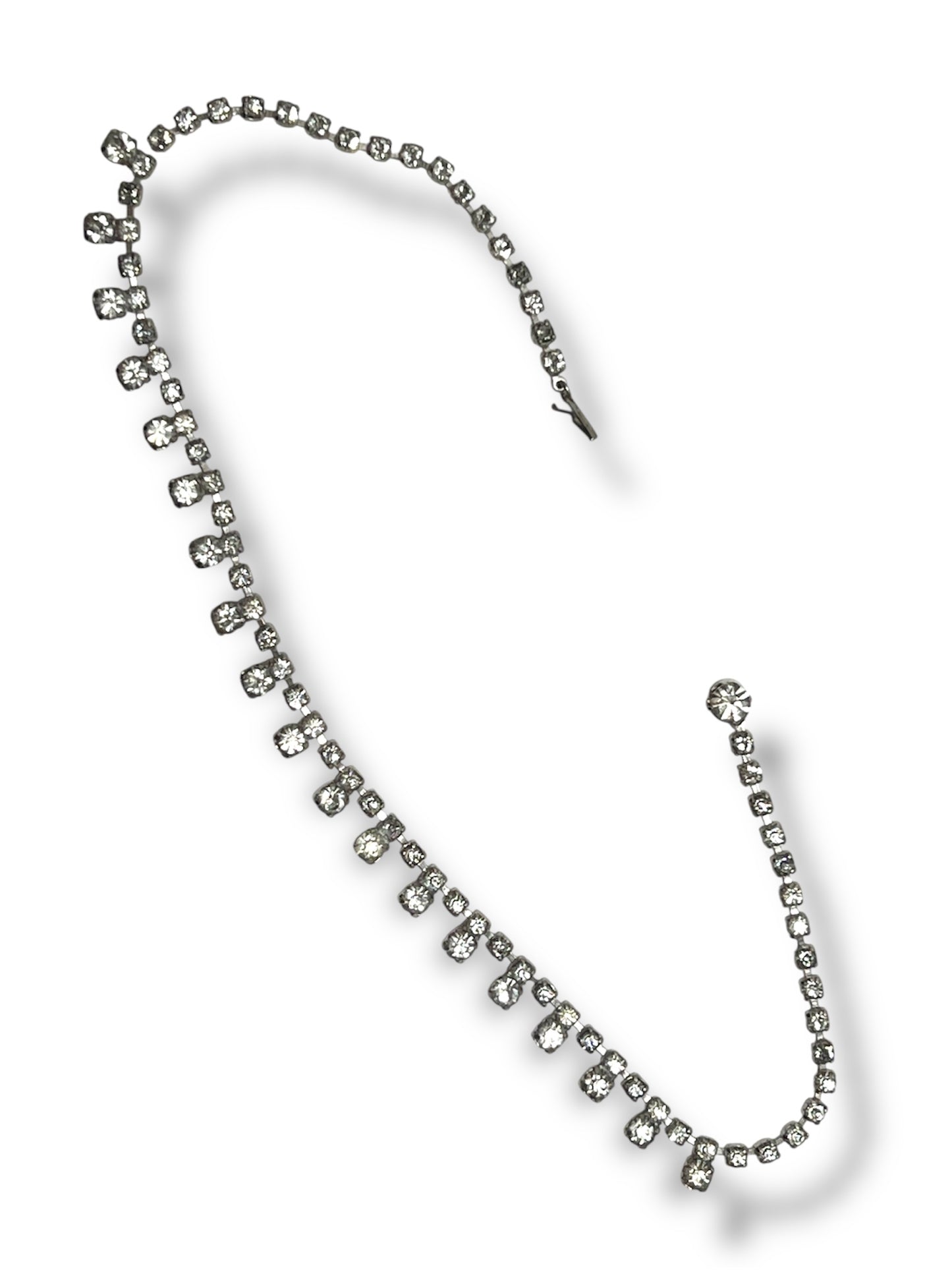 Vintage • Silver • Clear Rhinestone Crystals • Tennis Necklace