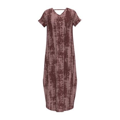LuLaRoe Macy • Maxi Dress • Double V-Neck • Split Hem • Burgundy Grunge Texture