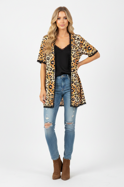 LuLaRoe Chloe • Embroidered Trim  • Bohemian Overlay • Cheetah Print