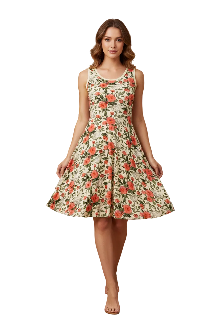 LuLaRoe Nicki • A-Line • Sleeveless • Fit and Flare Dress • Pink and Yellow Floral