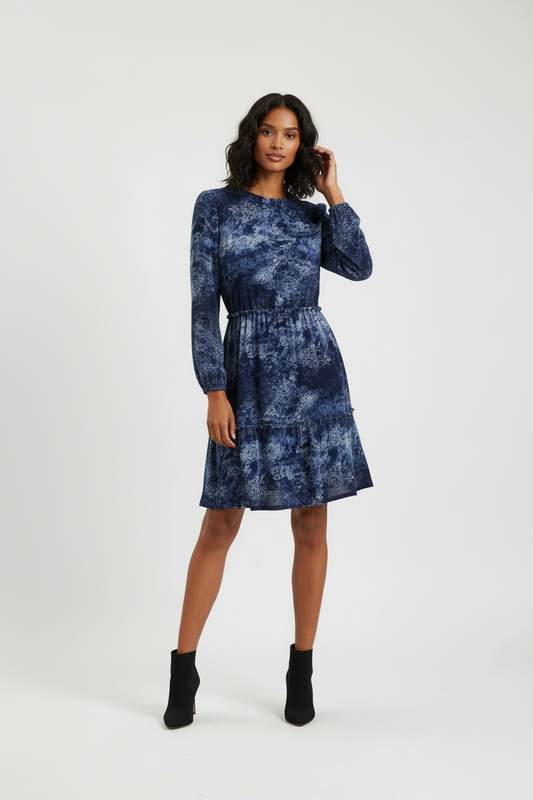 LuLaRoe Annabelle Ruffled Tiered Dress • Blue Wash